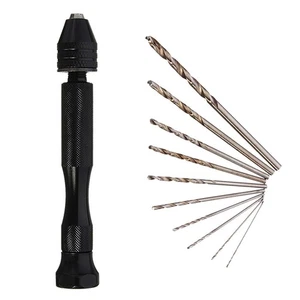 Professional Black Hand Drill With 10Pcs Drills Rotary Drill Bits - Picture 1 of 7