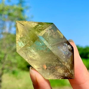 Varita de obelisco torre doble punto cristal cuarzo citrino natural 87G curación - Imagen 1 de 24