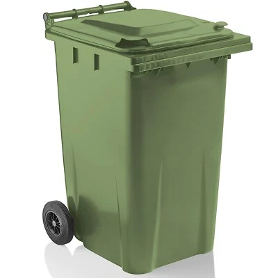 Large Green 240 Litre Outdoor Recycling Wheelie Bin With Lid, Handle & Wheels - Image 1 of 4