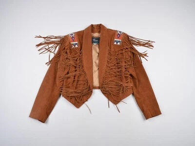 Chaqueta VNT Echo Mountain Gamuza Cuero Nativo Occidental Talla 12 Foto 1 de 4