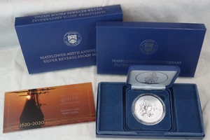 2020 Mayflower Reverse Proof 1 oz .999 Silver Medal Coin US Mint OGP Box & COA - Picture 1 of 5