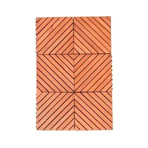 Kaia 8-Slat Reddish Brown Wood Interlocking Deck Tile (Set of 10 Tiles) - Picture 1 of 6