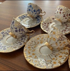 Hand Painting 12 Piece Porcelain Coffee Cup Set for 6 People, 80 ml Gift İt - Picture 1 of 6