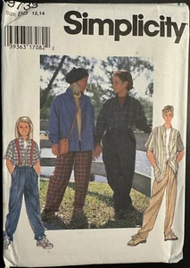 Vintage Simplicity 9733 Mädchen & Jungen Hemd & Hose mit Knopfleiste Größe 12, 14 ungeschnitten - Bild 1 von 2