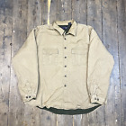 Vintage Shirt Fleece Lined Button Down Workwear Jacket, Beige, Mens 2XL
