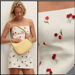 NWT Anthropologie Maeve The Brynne 3D Cherry Spaghetti Strap Dress Size 12 - Picture 1 of 11