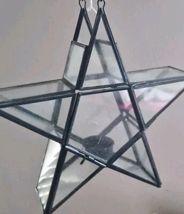 Vintage Hanging / Standing Candle holder lantern Metal & glass star shaped - Picture 1 of 8