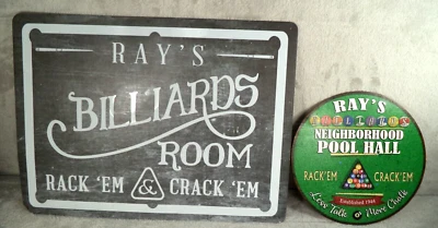 2X Rayos Sala de Billar Piscina Salón Decoración Divertido Billar Madera Lata Letrero Mesa de Billar Foto 1 de 4