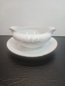 Kaysons Fine China 1961 Golden Rhapsody Double Sided Gravy Boat W/Attached Plate - Picture 1 of 5