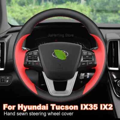 Cubierta de volante de coche de cuero cosido a mano para Hyundai Tucson IX35 IX25 Elantra Foto 1 de 4