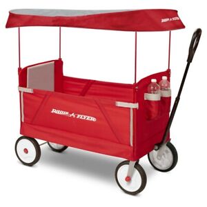 3-in-1 EZ Fold full sized Kids Wagon with Canopy and Cup Holders Bench Seat 