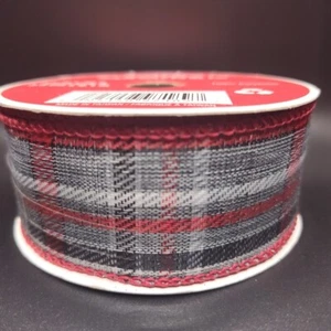 Cinta con cable gris negro rojo blanco tartán a cuadros grano cruzado 1,5" x 30'  - Imagen 1 de 6