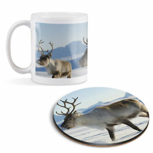 Mug & Round Coaster Set - Reindeer Christmas Deer #14254