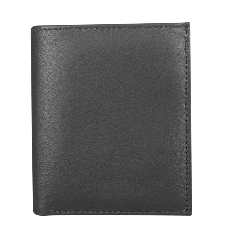 RFID BLOCKING SOFT REAL LEATHER WALLET CREDIT CARD HOLDER CHANGE PURSE 48 BLACK - Image 1 of 4