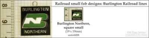 Burlington railroad decorative fobs, various designs & watch chain options - Picture 1 of 7