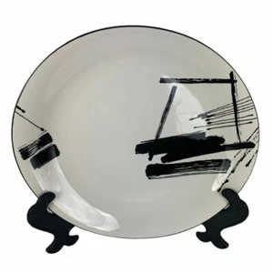 Sango The Larry Laslo Collection Calligraphy Platter Oval Black Brushstrokes - Picture 1 of 10