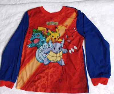 Pokeman Boys Size 14- 16  Long Sleeve  Pullover Red /Blue Pokemon  Characters - Image 1 of 3