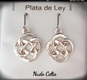 NUDO CELTA PENDIENTES EN PLATA LEY 925ml CELTA PAGAN WICCA CELTA NUDO SILVER 925 - Foto 1 di 2