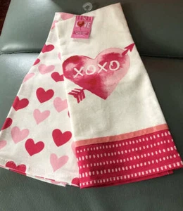 Love in Air Kitchen Towels  2 Hearts XOXO NEW 18 x 28" - Bild 1 von 5