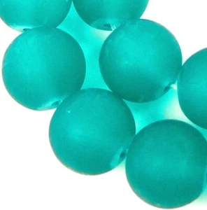 25 Frosted Sea Glass Round Beads 10mm Matte - Sea Green - Picture 1 of 2