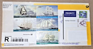 OLD SAILING SHIPS GERMANY 2023 REGISTERED COVER + CUSTOMS VFINE - Picture 1 of 3