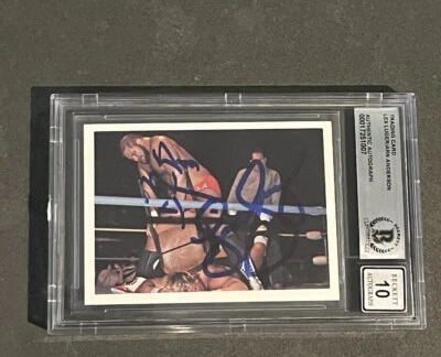 ARN ANDERSON & LEX LUGER 1988 WONDERAMA NWA SIGNED AUTOGRAPHED CARD BAS GM MT 10 - Image 1 of 2
