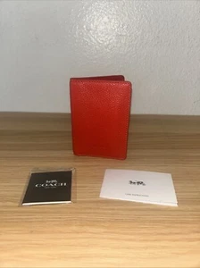 COACH CARD WALLET LEATHER CARD CASE NWOT ELECTRIC CORAL C2261G - Picture 1 of 5