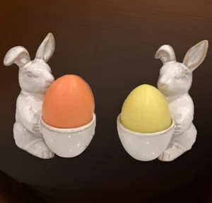 Egg Cup Pottery Rabbit Set Vintage - Picture 1 of 20