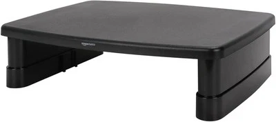 Amazon Basics Height Adjustable Rectangular Computer Monitor Riser Desk Black  - Image 1 of 4