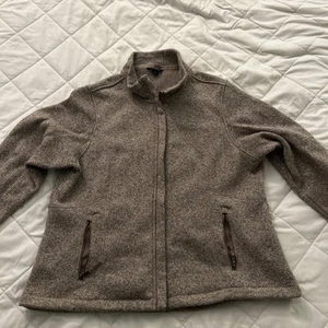 Lands End Fleece Jacket Women Size 1X 16W 18W Zip Up Outerwear Sand Brown - Picture 1 of 7