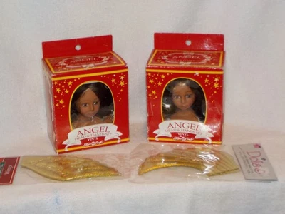 2 kits de cabeza y mano de muñeca de pelo negro de vinilo oscuro en paquete con alas para hacer ángeles Foto 1 de 4