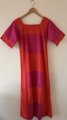 Diseno Josefa Mexico Vintage 1970’s Color Block Patchwork Pink Red Maxi Dress - Image 1 of 4