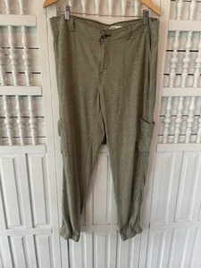 Sonoma women's size 12 green linen blend casual jogger pants, 6 pockets, V15 - Picture 1 of 7