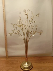 Ornament Tree Stand Gold Tone Crystals Metal Made 21"X12" - Picture 1 of 10