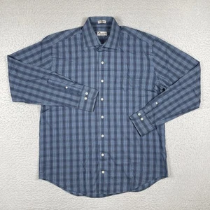 Peter Millar Shirt Mens Large Blue Plaid Crown Office Work Comfort Preppy Casual - Picture 1 of 11