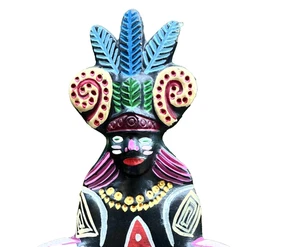 Mexican Aztec Ceramic ACATION PUE Mayan Warrior Clay Hand Painted Scrulpture - Picture 1 of 9