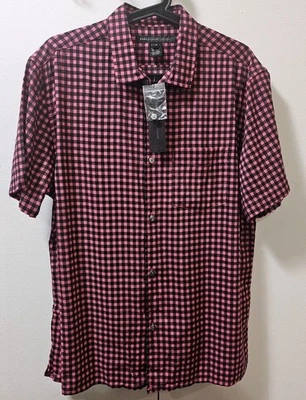 $188 Camisa Marc by Marc Jacobs Para Hombre Cuadros Rosa Manga Corta Botón Talla Grande Foto 1 de 4