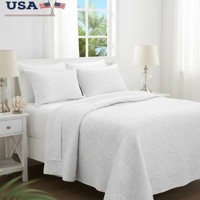 Soft Microfiber Quilt Set Lightweight All Season Bedding Comfort Pillow Shams US - Image 1 of 4