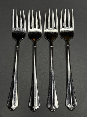 4 tenedores de ensalada JUILLIARD Oneida cubo cubiertos de acero inoxidable 8 pulgadas en muy buen estado usado Foto 1 de 4