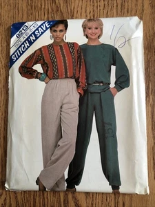 Vtg 80s McCalls Stitch ‘n Save Sewing Pattern 8213 Uncut 6 8 10 Blouse Pant Jogs - Picture 1 of 7
