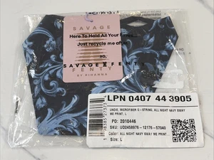 Savage X Fenty Undie Microfiber G-String All Navy SwayMe Print Size Large - Picture 1 of 8