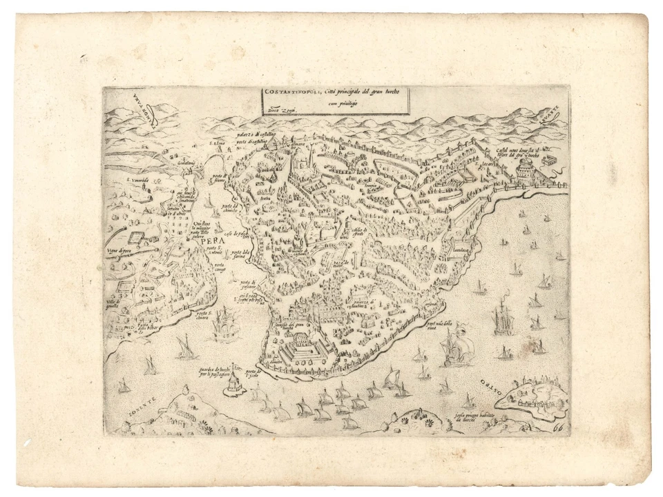 1568 Zenoi / Bertelli Lafreri-Escuela Vista de Constantinopla (Estambul) Foto 1 de 1