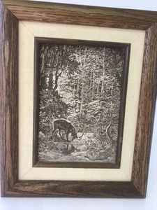 Panel estilo xironógrafo Gustave Doré | La vista del ciervo en Stream | Arte de pared enmarcado - Imagen 1 de 9