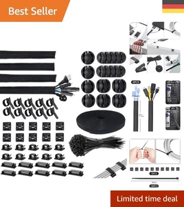 Kabelmanagement Set: 155 Teile, 10 Klettbandrollen & 30 selbstklebende Halter - Bild 1 von 9