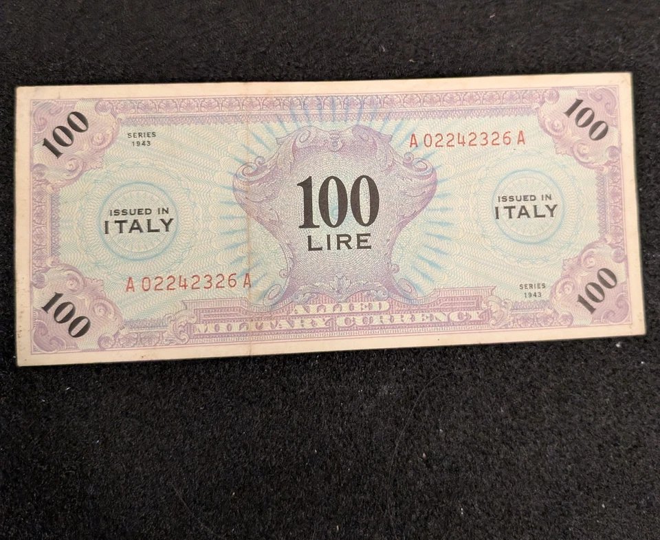Allied Military Currency 100 Italy Lire Banknote 1943 - Image 1 of 4