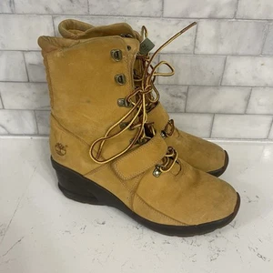 Timberland Women's Wheat Tan Nubuck Wedge Heel Boots Size 7 M - Picture 1 of 9