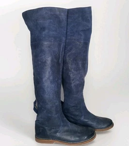 Botas Frye Celia Sobre la Rodilla Cuero Azul Piratecore Para Mujer Talla 9.5 B - Imagen 1 de 10
