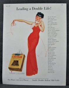 Vintage 1938 Old Gold Cigarettes Magazine Ad Full Page Petty Girl Lorillard Co - Picture 1 of 1