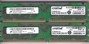 2GB 2x1GB PC2 5300 CRUCIAL MICRON CT12864AA667.8FHZ DDR2-667 DESKTOP MEMORY KIT - Picture 1 of 4