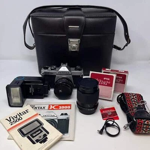 Kit completo de cámara fotográfica Asahi Pentax K1000 35 mm con lentes bolsa de filtros de flash - Imagen 1 de 16